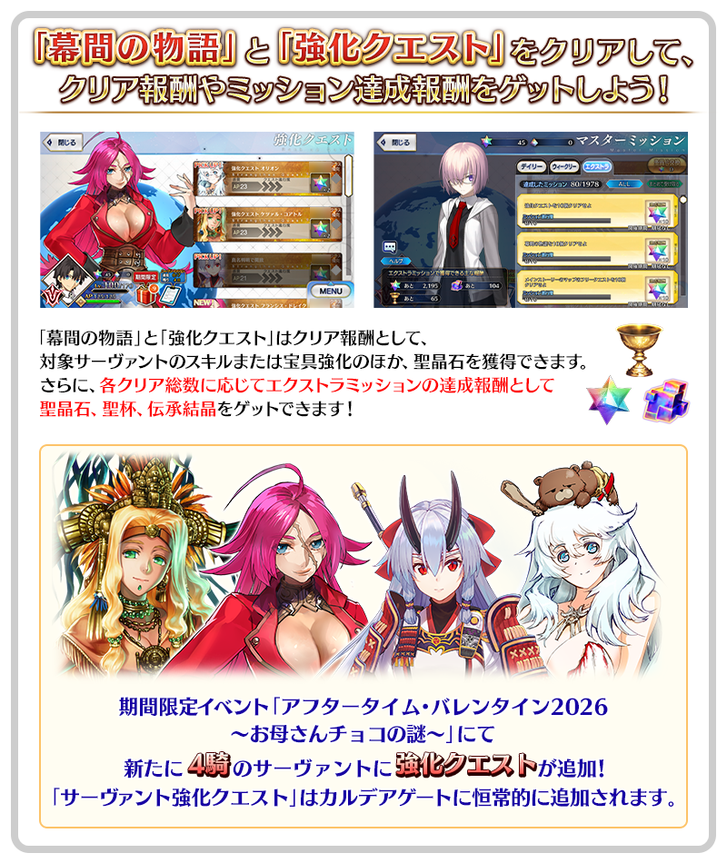 サーヴァントの幕間の物語、強化クエストについて